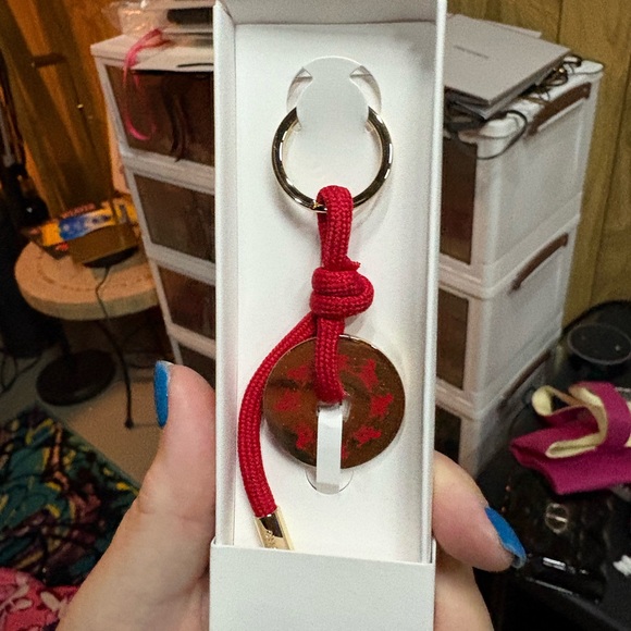 Accessories - Red Keychain with Gold Accents